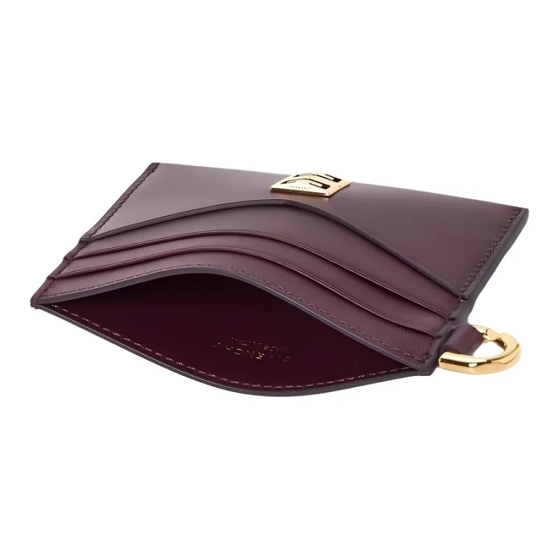 GIVENCHY 4G Calfskin Card Clip Card Holder Women's Burgundy-5