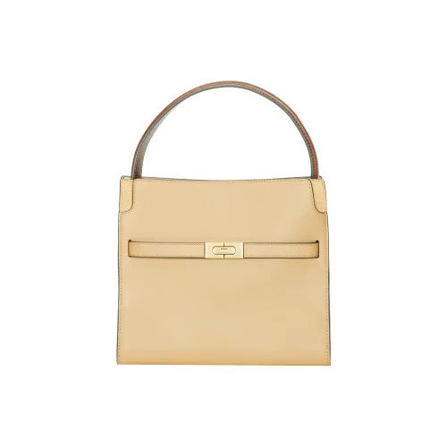 TORY BURCH Lee Radziwill Cow Leather Handbag, Shoulder Bag, Crossbody Bag Small Size Women's Dark Sandy Brown