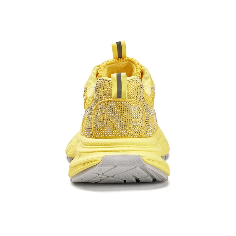La Chapelle Abrasion Resistant Lightweight Breathable Height Increasing Low Top Chunky Sneakers Women's Yellow-4