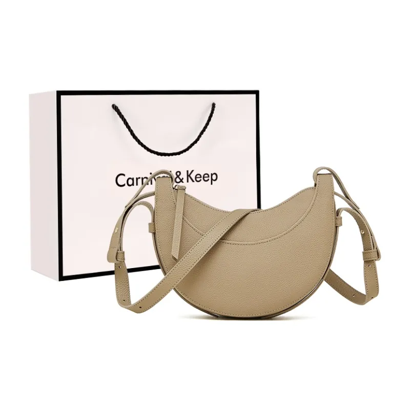 Carnival Keep Cow Leather Shoulder Bag Women's Khaki/Black/Brown-0