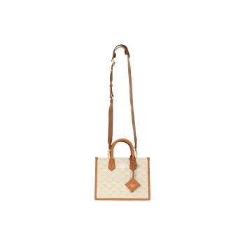 MCM Canvas With Leather Tote Bag, Shopping Bag, Shoulder Bag, Crossbody Bag, Handbag Trumpets Women's Beige