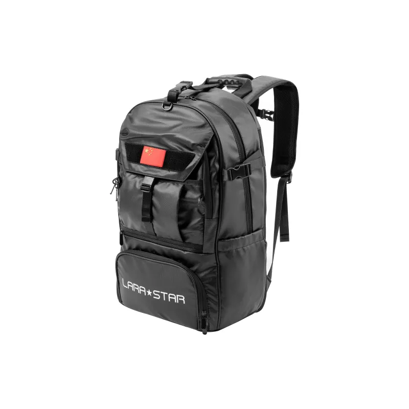 LARA STAR PVC Polyvinyl Chloride Membrana Dermalis Backpack Regular Men's Black-3