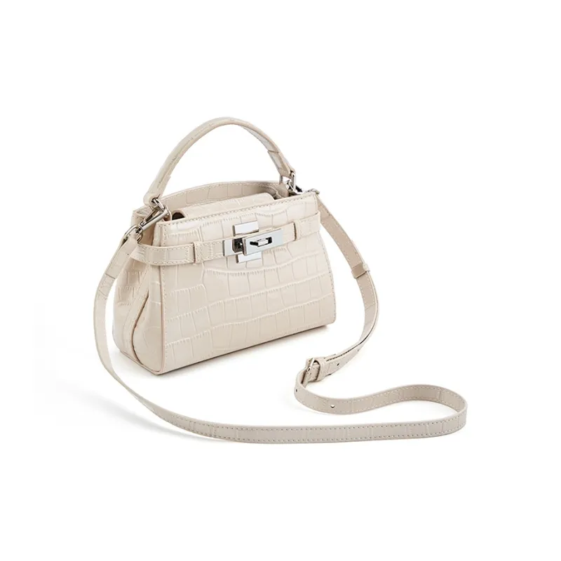 Carnival Keep Cow Leather Handbag Women's Ecru/Black-2