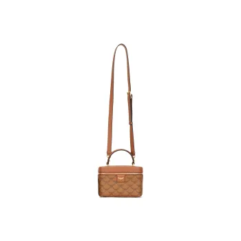 MCM Coated Canvas With Cow Leather Trim Shoulder Bag, Crossbody Bag, Handbag Women's Brown