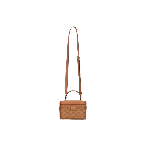 MCM Coated Canvas With Cow Leather Trim Shoulder Bag, Crossbody Bag, Handbag Women's Brown