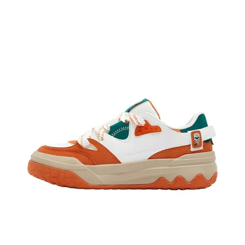 361° Shortbread Anti Slip Wear Resistant Low Top Skateboard Shoes Women's White Orange Green