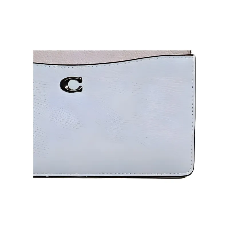 COACH Wristlet Leather Clutch Wrist Bag Small Size Women's Pewter With Dove Gray-2