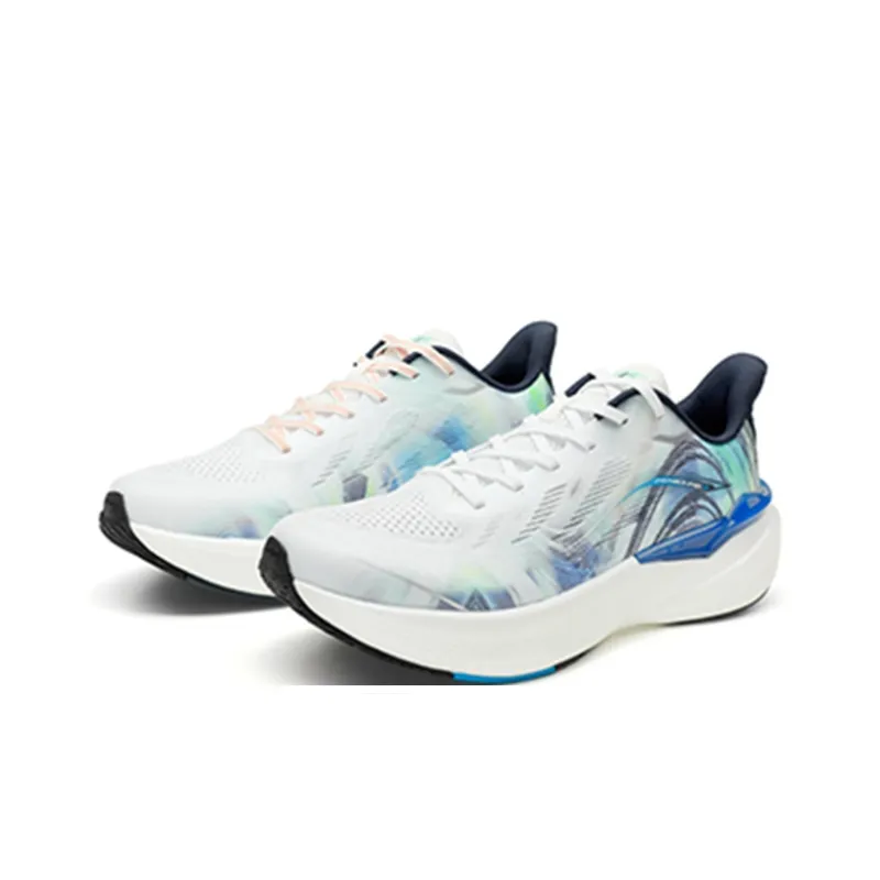 QIAODAN Cushioning Lightweight Low Top Casual Running Shoes Men's White Blue-1