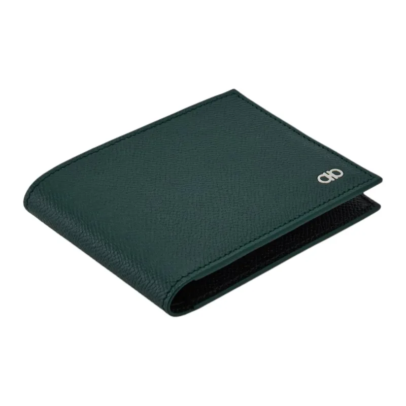 FERRAGAMO GANCINI Cow Leather Wallet Men's Moss Green-1