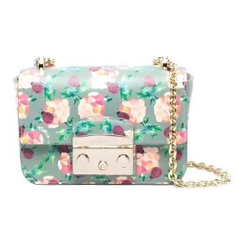 Furla Metropolis Collection Leather One Shoulder Handbag Crossbody Bag Women's Green & Multicolor