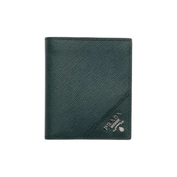 PRADA Saffiano Calfskin Wallet Men's Emerald Green