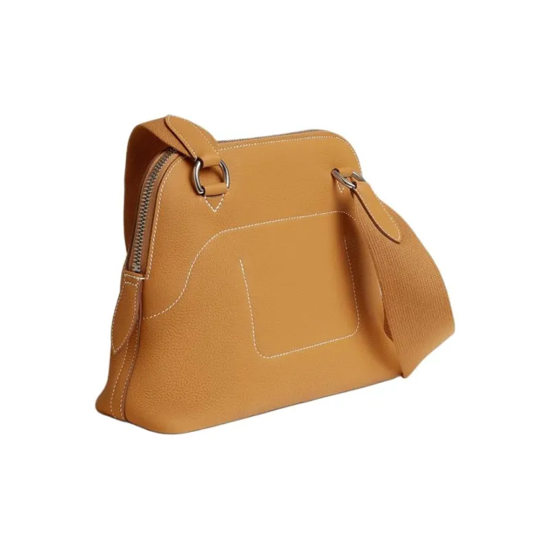 HERMES Bolide Togo Calfskin Crossbody Bag Unisex 21 Naturel Sable Light Tea Brown-1