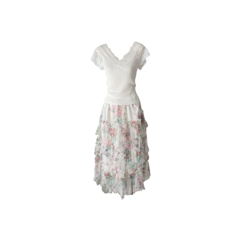 Mu Xiao Xin Two Piece Skirt Sets Women's-0