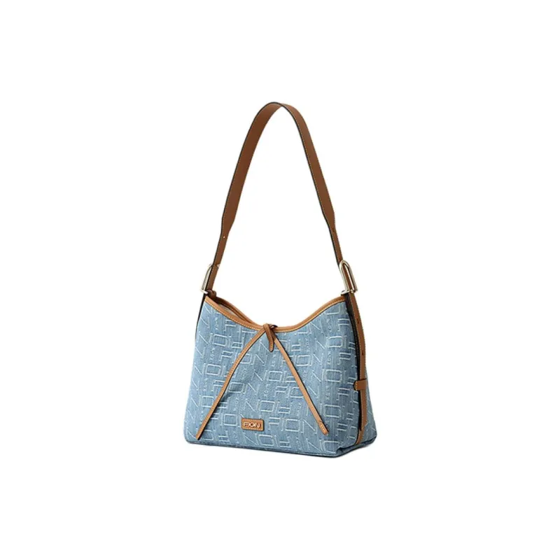 FION Fabric Shoulder Bag Women's Blue Shades-1