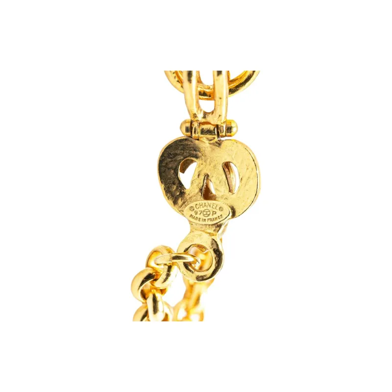 CHANEL 1997 Plated Cc Pendant Necklace Costume Necklace-1
