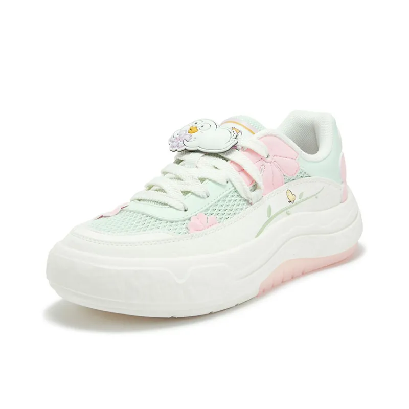 361° Garden, Little Liu Duck Anti Slip Wear Resistant Low Top Skateboard Shoes Women's Cyan Pink-1