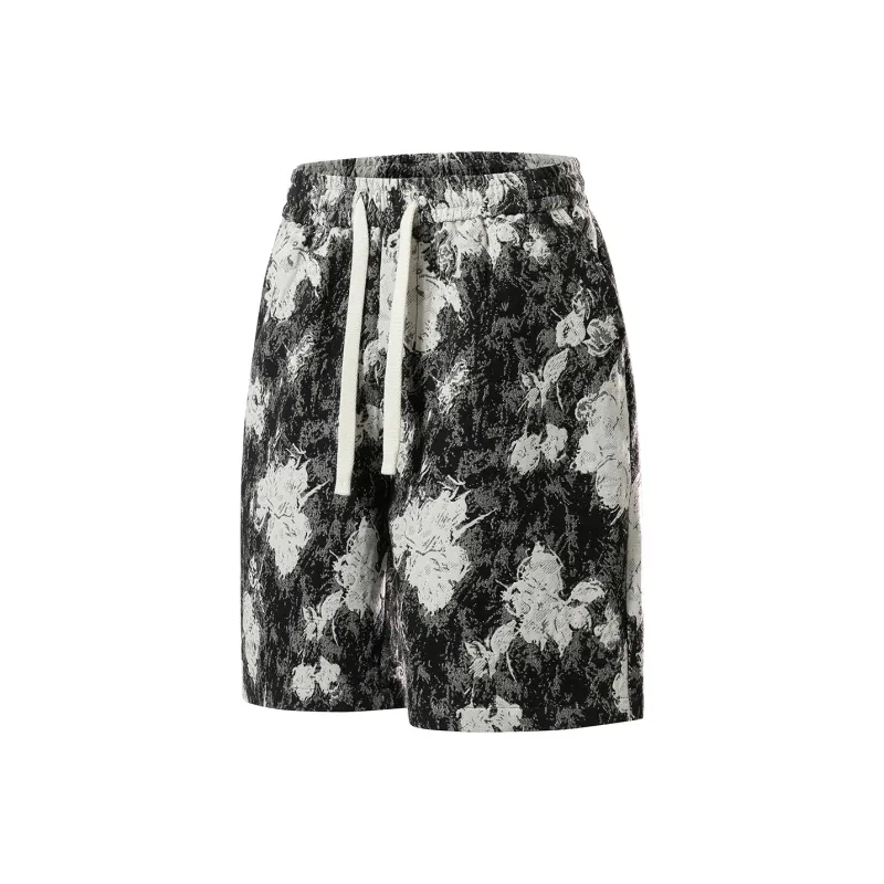 Vitocano Casual Shorts Unisex Black Floral-0