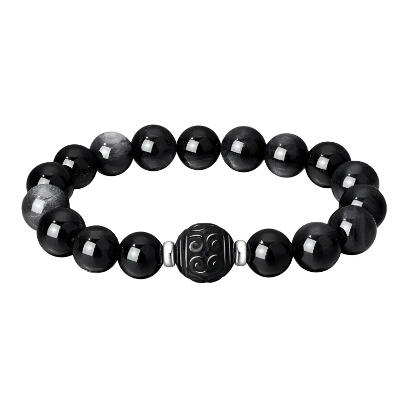 Lao Feng Xiang Natural Obsidian Bracelets Unisex-0