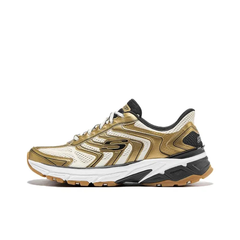 Skechers SPORT WOMENS Anti Slip Wear Resistant Low Top Chunky Sneakers Women's Gold Black-0