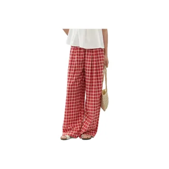 ZIHAN Casual Pants Women's Red Plaid