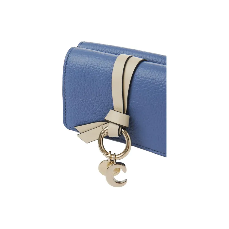 Chloe Grain Cow Leather Trifold Wallet Trumpets Women's Moonlight Blue-4