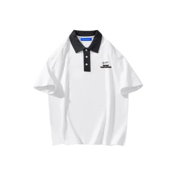 FAIRWHALE Short Sleeve Polo Shirts Unisex White
