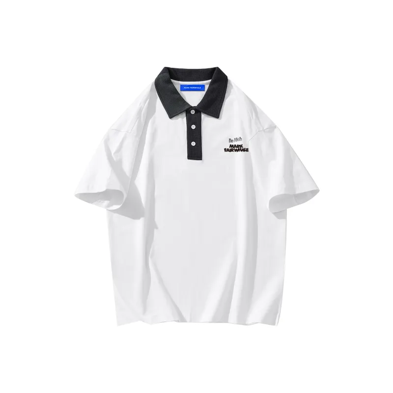 FAIRWHALE Short Sleeve Polo Shirts Unisex White-0