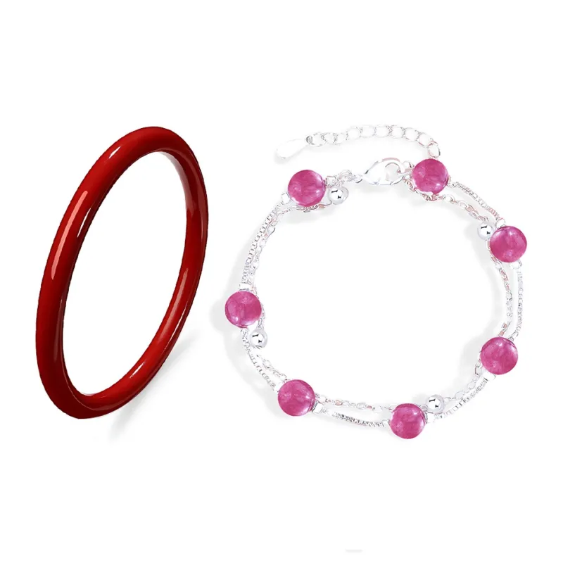 MOREL Colored Glaze Jade Bracelets Unisex-4