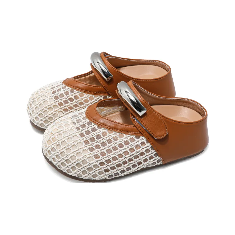 Be Good Rubber Sole Stitching Metal Leather Patchwork Abrasion Resistant Slip Resistant Closed Toe Slippers Women's-8