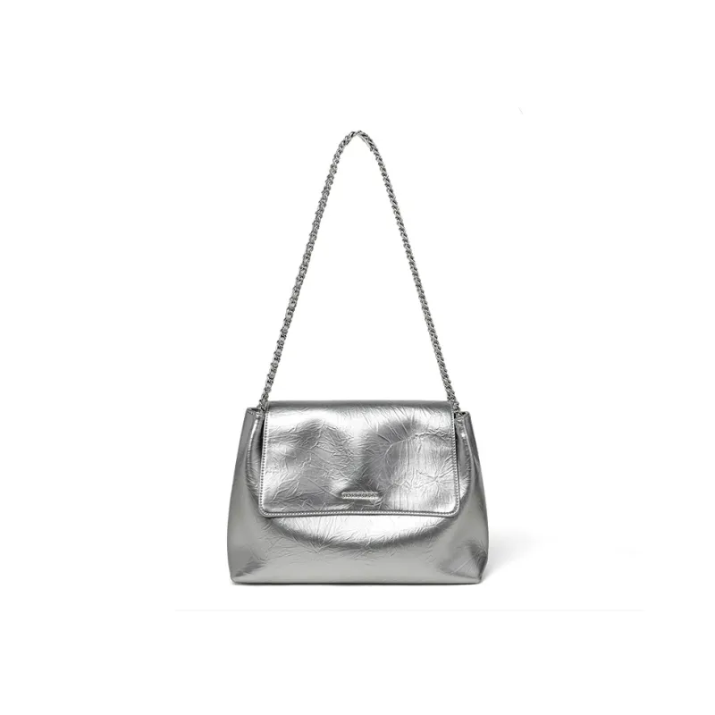 VINEY Cow Leather Shoulder Bag Regular Women's Silver-2