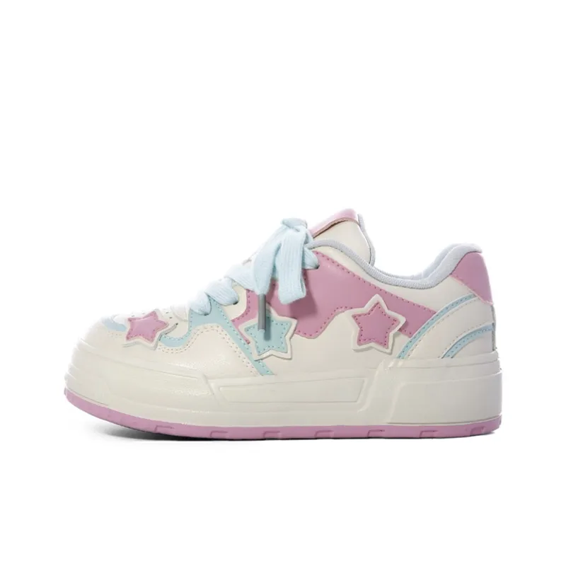 The New Age Family Low Top Skateboard Shoes Women's Beige Pink Green-0