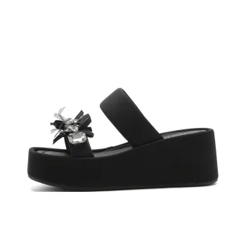 FIVE PLUS PU Polyurethane Slip Resistant Slide Slippers Women's Black