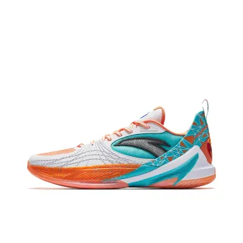 ANTA Speed Decision 6 Basketball Shoes Men Low Top Pure White/Fluorescent Bright Orange/Fluorescent Neon Blue