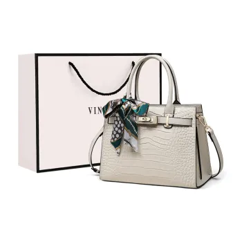 VINEY Cow Leather Handbag, Shoulder Bag, Crossbody Bag Regular Women's White/Apricot