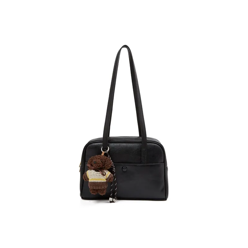 Old Man's Head Synthetic Leather Bowling Bag, Shoulder Bag Women's Coffee/Brown/Black-19