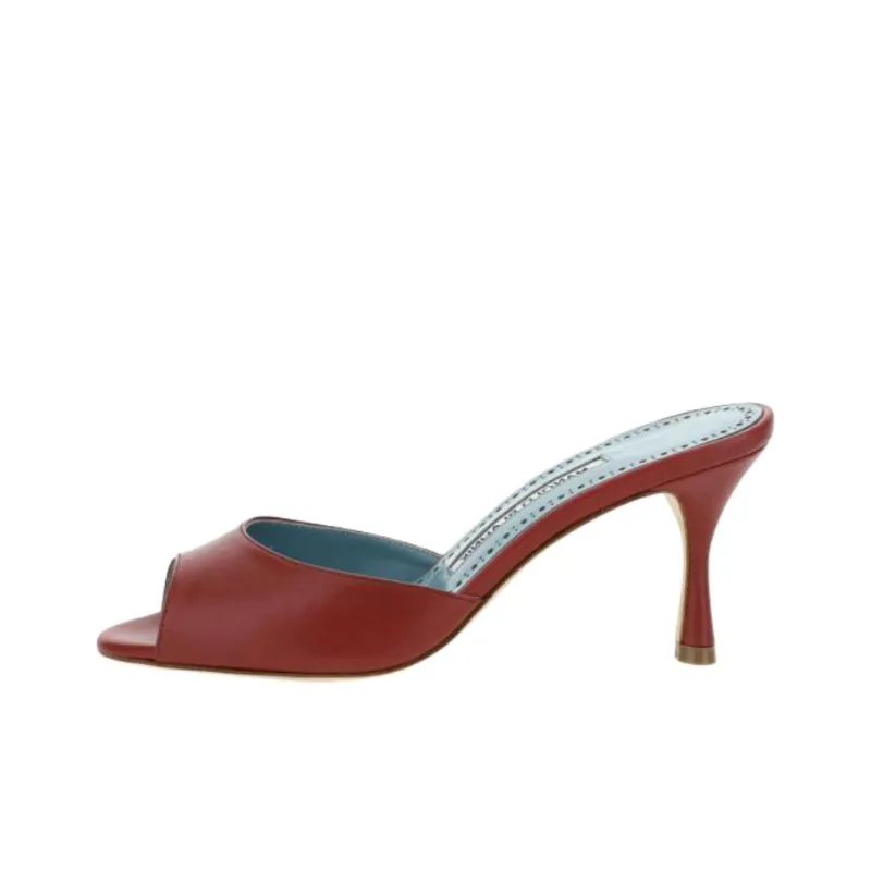 MANOLO BLAHNIK Slide Slippers 7cm Women's Burgundy-0