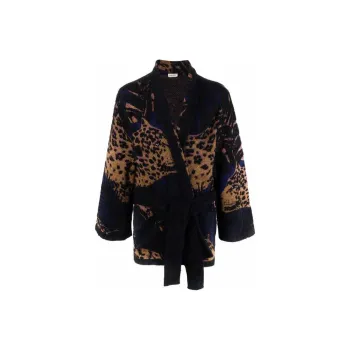 SAINT LAURENT Leopard Intarsia Robe
