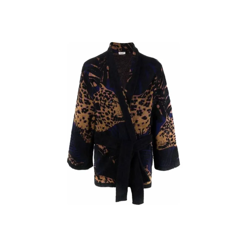 SAINT LAURENT Leopard Intarsia Robe-0