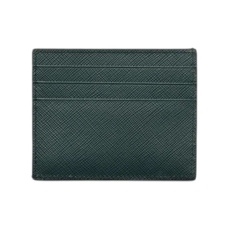 PRADA Saffiano Calfskin Card Holder Women's Emeralds-1