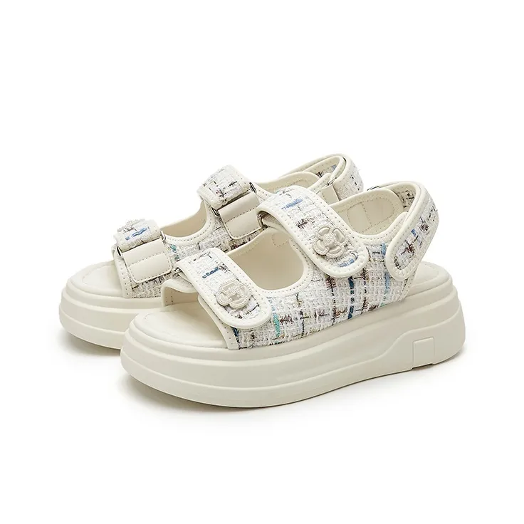 DAPHNE Beach Sandals Women's Black, Beige-5
