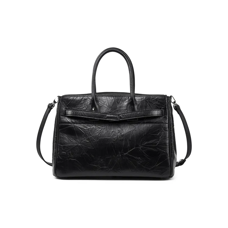 PIERRE CARDIN Cow Leather Shoulder Bag, Handbag Tubas Women's Black/Ecru-2