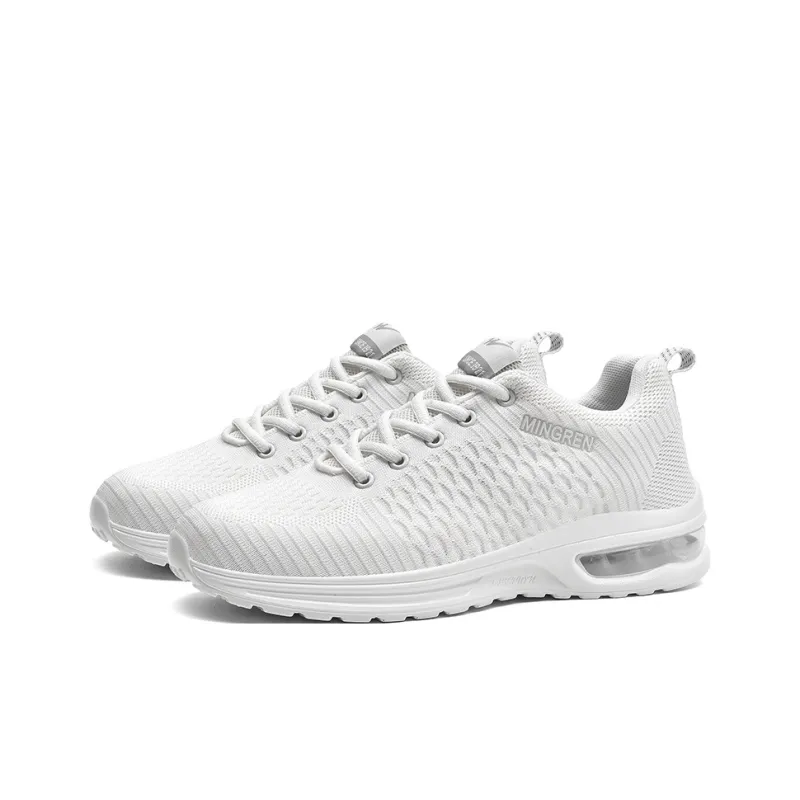 Binary Cushioning Rebound Lightweight Breathable Slip Resistant Low Top Casual Shoes Men's White-2