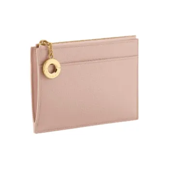 BVLGARI Calfskin Card Holder Women's Pink