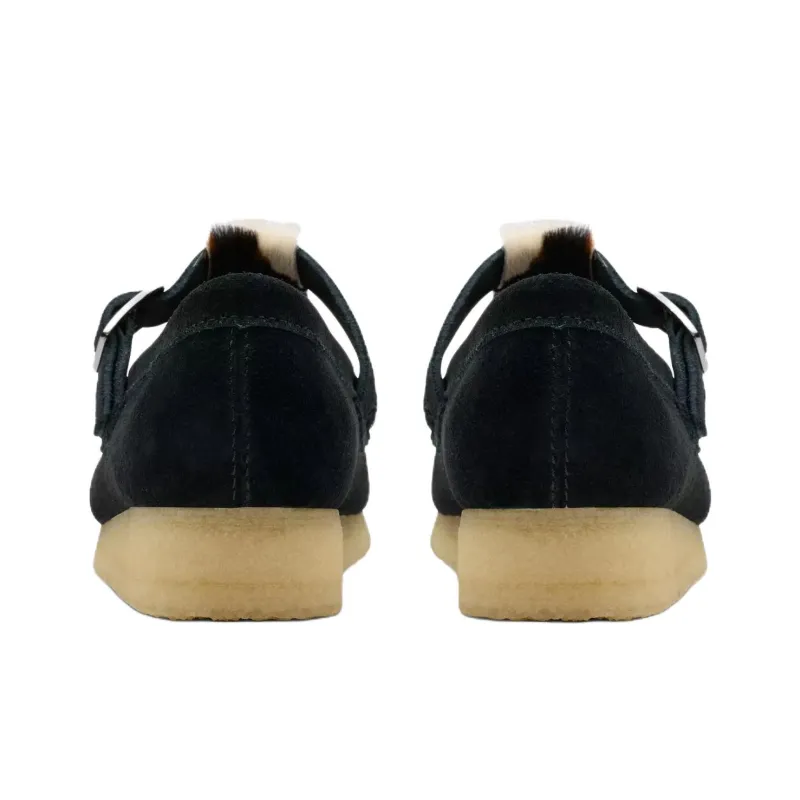 Clarks Wallabee T Bar Casual Single Shoes Women's Black-4