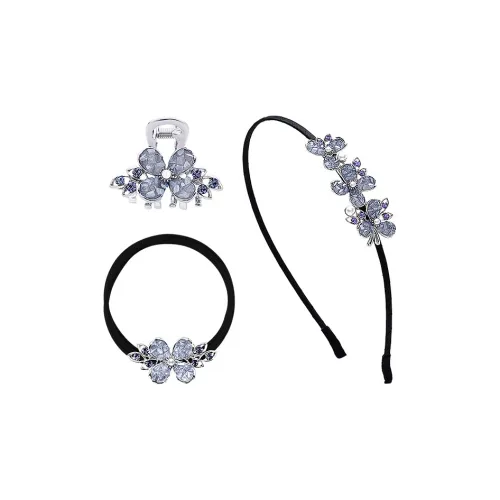 ROYALSASA Three Strand Rubber Alloy Faux Crystal Headbands Women's