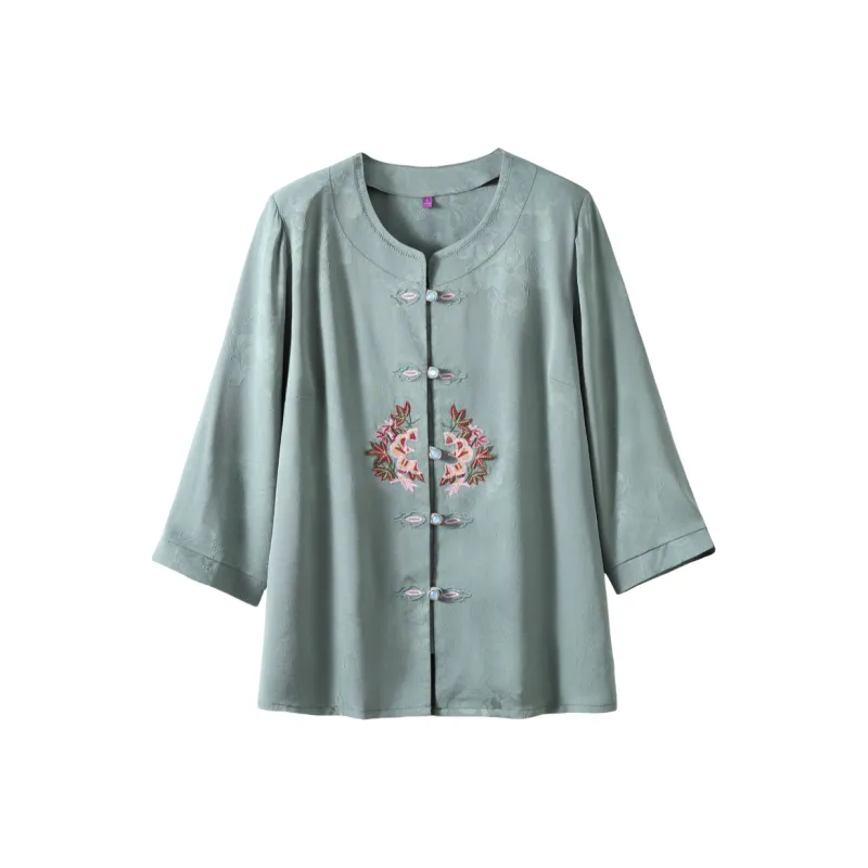 PIERRE CARDIN Chiffon Shirt Women's Green-1