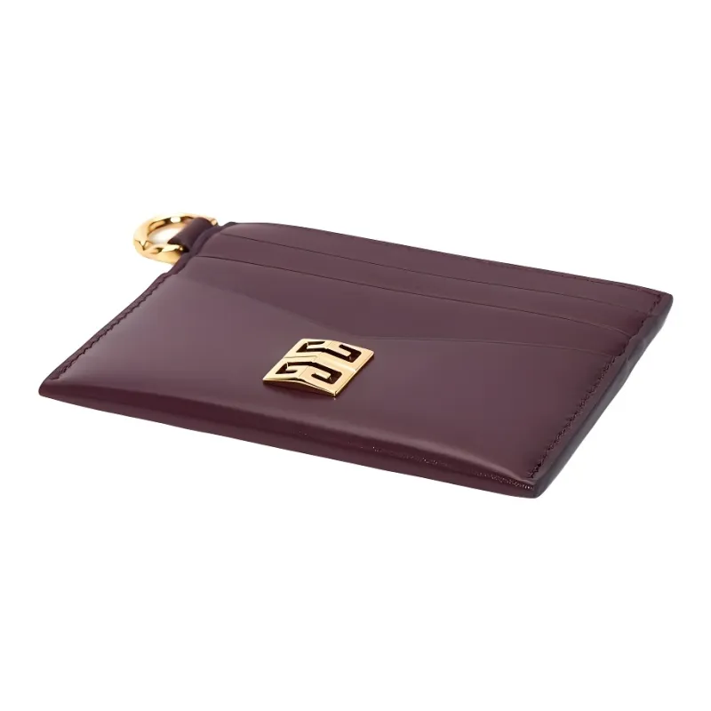 GIVENCHY 4G Calfskin Card Clip Card Holder Women's Burgundy-4