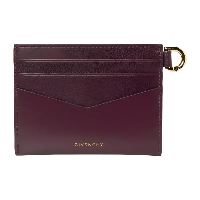 GIVENCHY 4G Calfskin Card Clip Card Holder Women's Burgundy-3