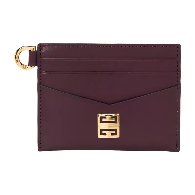 GIVENCHY 4G Calfskin Card Clip Card Holder Women's Burgundy-1
