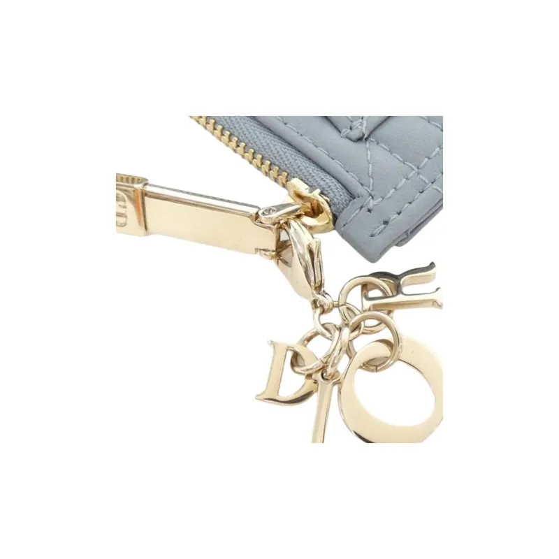 DIOR Lady Dior Calfskin Card Holder Women's Light Blue-2